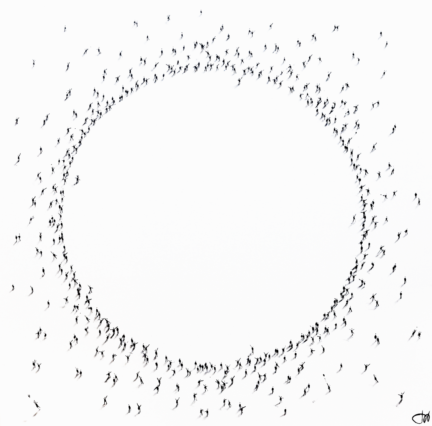 Hand-finished print 'The Crowd' 27x27 in.