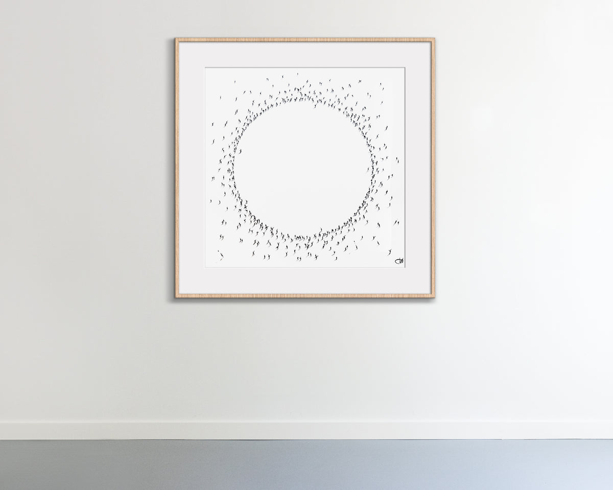 Hand-finished print 'The Crowd' 27x27 in.